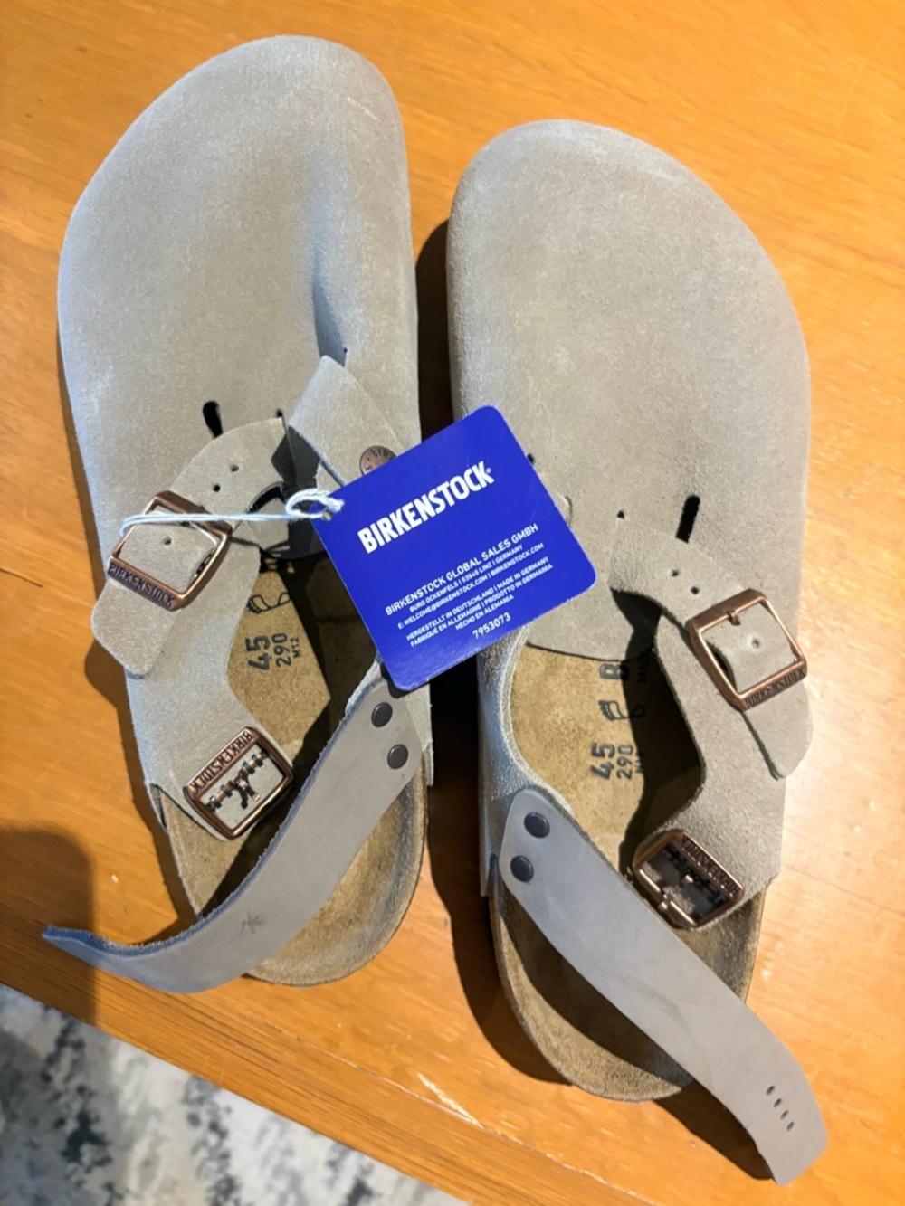 Birkenstock Men's Light Grey Suede Two-Strap Sandals